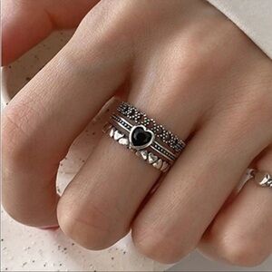 💎new 925 Sterling Silver Heart Ring Resizable